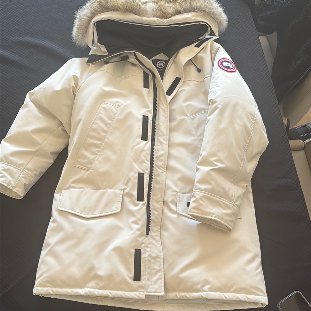 Canada Goose White Parka with Fur Hood